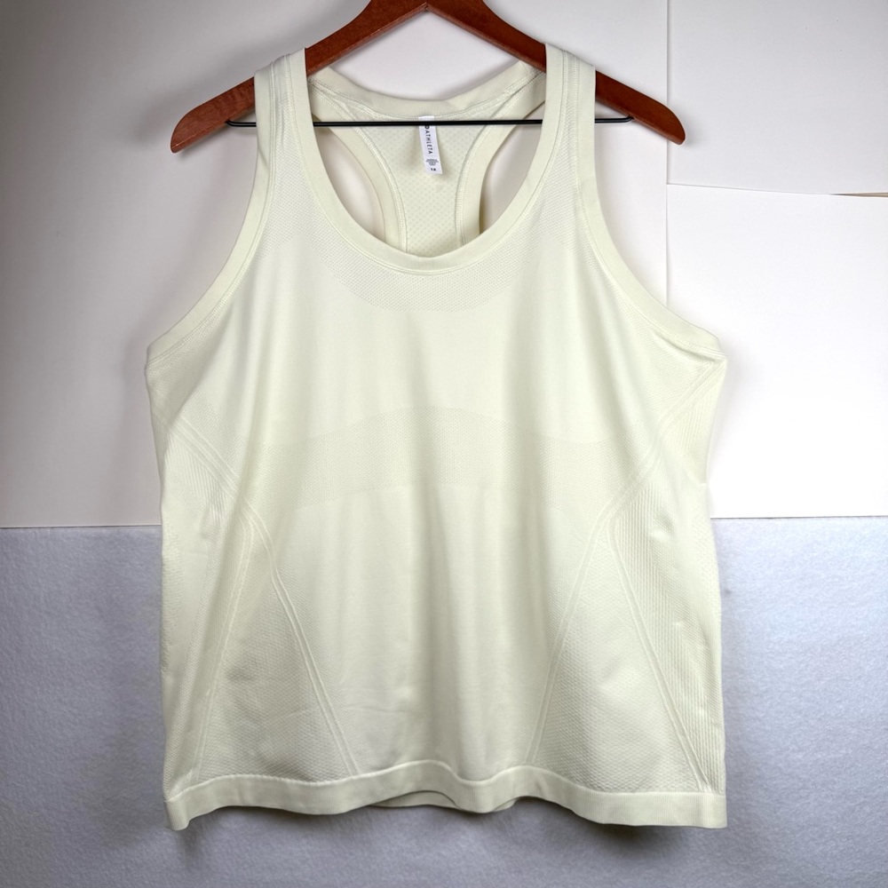 Athleta Momentum Seamless Tank Pale Yellow Fitted Racerback Gripper Hem Size 1X